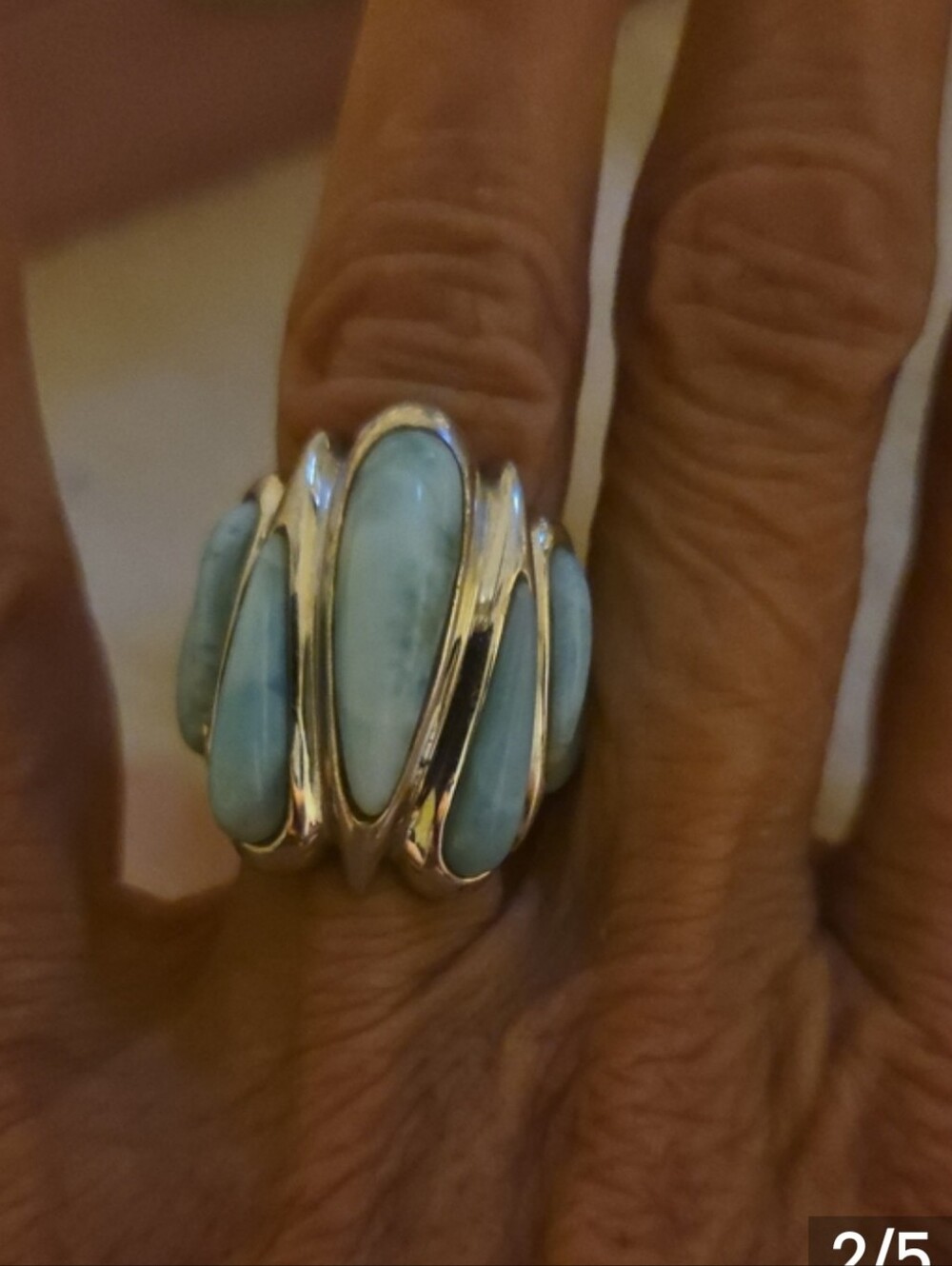 Gorgeous!Jtv,Genuine Larimar,Sterling Silver  Statement Ring